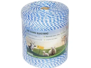 Rola fir alb-albastru 3mm insertie metalica 3x0.2mm ss, rezistenta 7.8 ohm/m, 500m gard electric mezofarm