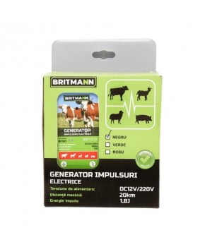 Aparat generator de impulsuri 2 Joule pentru gard electric 20Km, 12V/220V BRITMANN