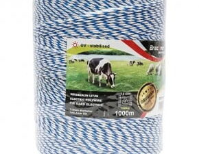 Rola fir alb-albastru fi 3mm. 3x0.2mm. ss, 7,8 ohm/m, 1000m gard electric breckner germany
