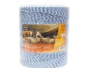 Rola fir alb-albastru fi 3mm insertie metalica 3x0.2mm ss, rezistenta 7.8 ohm/m, 1000m gard electric thor