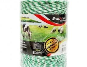 Rola fir alb-verde fi 2.5mm insertie metalica 4x0.2mm ss, rezistenta 7 ohm/m, 500m gard electric breckner germany
