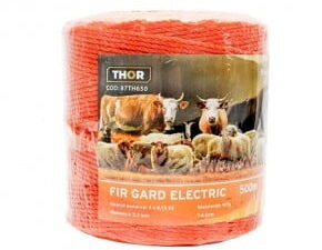 Rola fir portocaliu fi 2.5mm insertie metalica 3x0.15mm ss, rezistenta 7.4 ohm/m, 500m gard electric thor