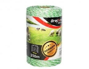 Rola fir verde-alb fi 3mm 3x0.2mm inox, 1x0.25 cupru 0.45 ohm/m, 250m gard electric breckner germany
