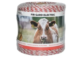 Rola fir rosu-alb fi 3mm 4x0.3mm 0.5 Ohm/m SS, 500m gard electric Breckner Germany